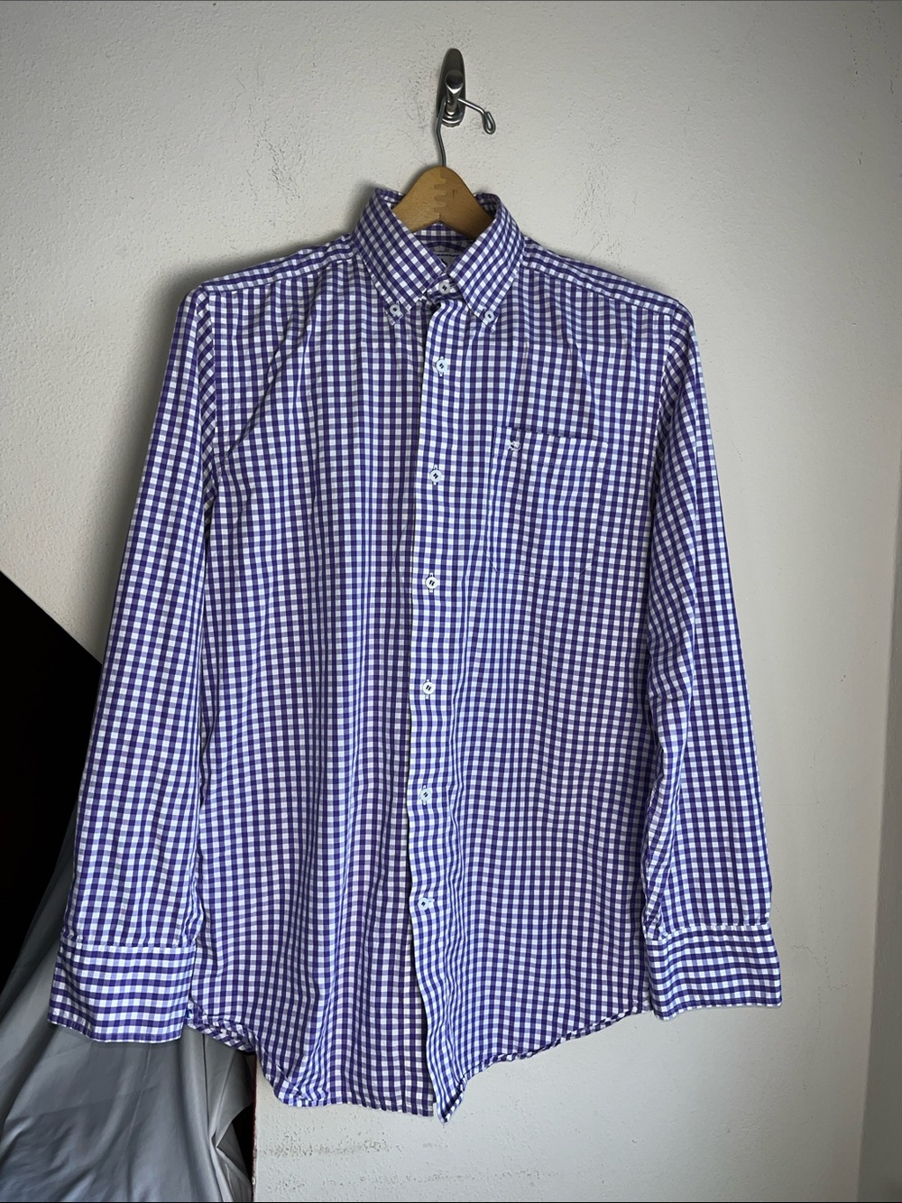 Southern Tide Checked Purple Gingham Classic Fit Button-Down Shirt S